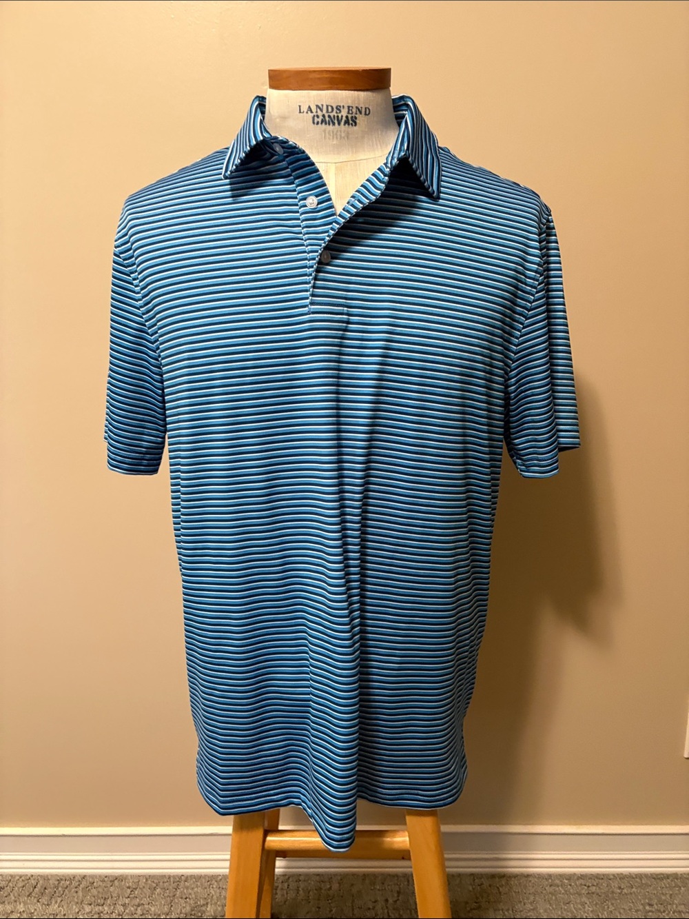 Members Mark Blue & White Narrow-Striped Polo